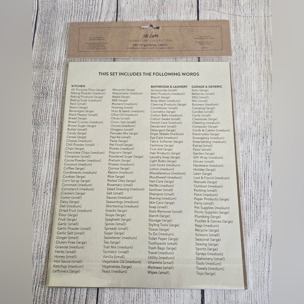 NEW Rae Dunn 180 Organizing Labels Kitchen - Picture 3 of 3